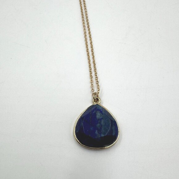 Charming Charlie Gold Tone Fashion Necklace w/Lapis Lazuli Teardrop Pendant - Picture 12 of 16